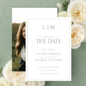 Elegantes Sage Green Classy Monogram Foto Hochzeit Save The Date