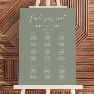 Elegantes Sage Green Color 9 Tabelle Seating Chart Poster