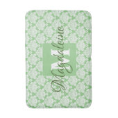 Elegantes Sage Green Damask Lace Monogram & Name Badematte (Vorderseite Vertikal)