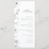 Elegantes Sage Green Floral Garden Hochzeitsmenü Menükarte (Vorderseite)