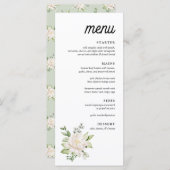Elegantes Sage Green Floral Peony Dinner Menu Menükarte (Vorne/Hinten)