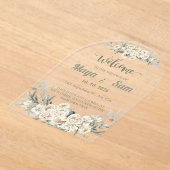 Elegantes Sage Green Floral Wedding Sign Acryleinladungen (Ablage )
