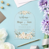 Elegantes Sage Green Floral Wedding Sign Acryleinladungen (Insitu (Hochzeit))