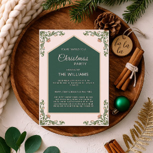 Elegantes Sage Green Floral Weihnachten Party Einladung