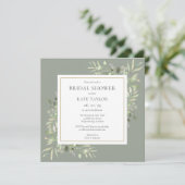 Elegantes Sage Green Foliage Wedding Brautparty Einladung (Stehend Vorderseite)