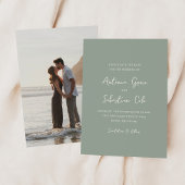 Elegantes Sage Green Foto Moderne Hochzeit Save The Date