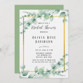 Elegantes Sage Green Greenerity Gold Brautparty Einladung