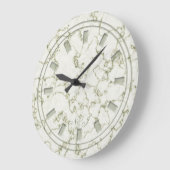 Elegantes Sage Green Imitats Marmormonogramm Große Wanduhr (Winkel)
