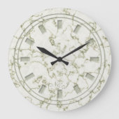 Elegantes Sage Green Imitats Marmormonogramm Große Wanduhr (Vorderseite)