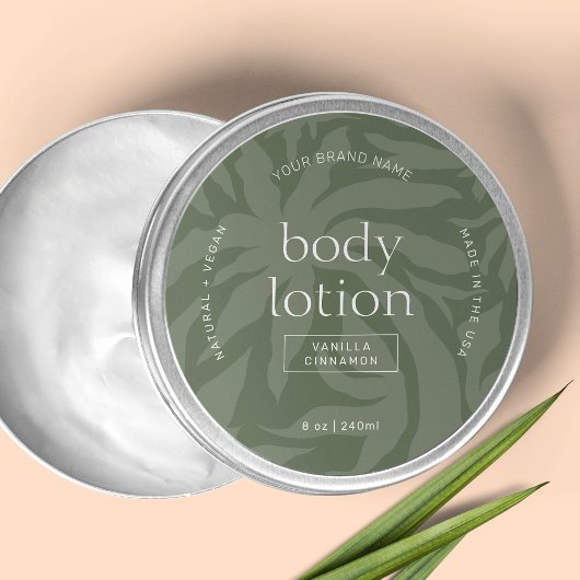 Elegantes Sage Green Lotion Jar Round-Product-Labe Runder Aufkleber