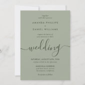Elegantes Sage Green Modernes Script Foto Hochzeit Einladung (Vorderseite)