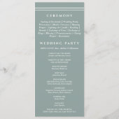 Elegantes Sage Green Monogram Modern Wedding Progr Programm (Rückseite)