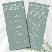 Elegantes Sage Green Monogram Modern Wedding Progr Programm
