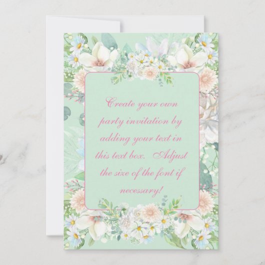 Elegantes Sage Green Pastel Blumengarten Party Einladung (Vorderseite)