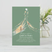 Elegantes Sage Green QUINCEAÑERA Einladung (Stehend Vorderseite)