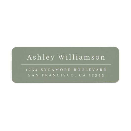 Elegantes Sage Green Return Address Label (Vorne)