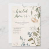 Elegantes Sage Green Rose Floral Chic Brautparty Einladung (Vorderseite)