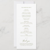 Elegantes Sage Green Script Minimal Wedding Progra Einladung (Rückseite)