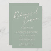 Elegantes Sage Green Script Probe Dinner Einladung (Vorne/Hinten)