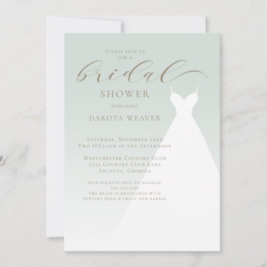 Elegantes Sage Green Simple Brautparty Einladung (Vorderseite)