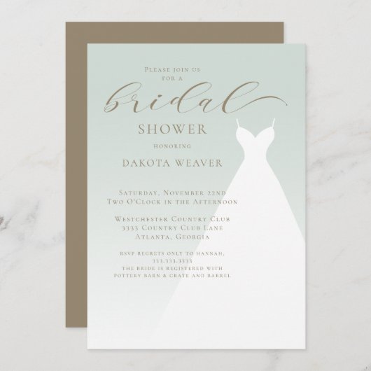 Elegantes Sage Green Simple Brautparty Einladung (Vorne/Hinten)