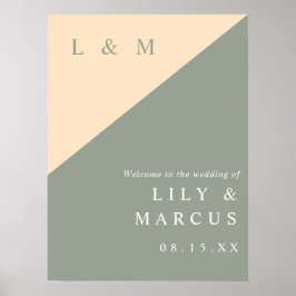 Elegantes Sage Green und Cream Wedding Willkommens Poster