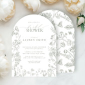 Elegantes Sage Green Viktorianisch Floral Brautpar Einladung