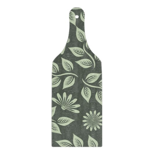 Elegantes Sage Green Vintag Bloral Personalisiert Schneidebrett (Vorderseite)