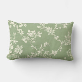 Elegantes Sage Green Vintag Boho Blumenmuster Lendenkissen