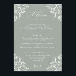 Elegantes Sage Green Vintage Wedding Menu Menükarte<br><div class="desc">Elegantes Sage Green Wedding Menu: Dieses luxuriöse Hochzeitsmenü eignet sich perfekt für eine elegante,  klassische Hochzeit. Auf einem grünen Hintergrund mit moderner und eleganter Kalligraphie zeigt es eine Vintage verzierte Grenze. Alle passenden Produkte finden Sie unten.</div>