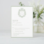 Elegantes Sage Green Wappen Hochzeit Food Choice U RSVP Karte (Stehend Vorderseite)