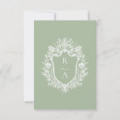 Elegantes Sage Green Wappen Hochzeit Food Choice U RSVP Karte (Rückseite)
