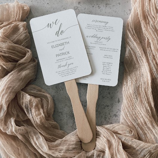 Elegantes Sage Green We Do Wedding Programm Fächer