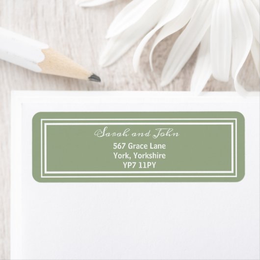 Elegantes Sage Green Wedding Address Label (Insitu)