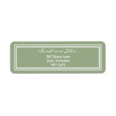 Elegantes Sage Green Wedding Address Label (Vorne)