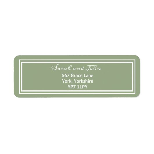 Elegantes Sage Green Wedding Address Label (Vorne)