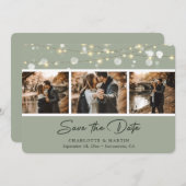 Elegantes Sage Green Wedding Foto Save the Date (Vorne/Hinten)