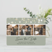 Elegantes Sage Green Wedding Foto Save the Date (Stehend Vorderseite)
