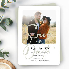 Elegantes Sage Green Wedding Foto Save the Date