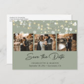 Elegantes Sage Green Wedding Foto Save the Date Ankündigungspostkarte (Vorne/Hinten)