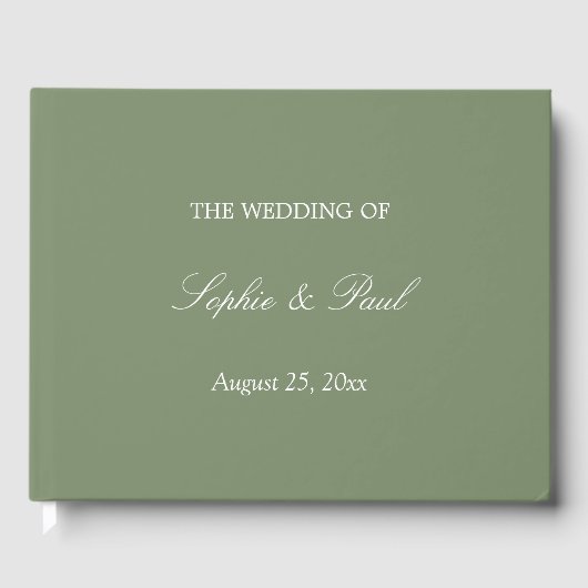 Elegantes Sage Green Wedding Gästebuch (Vorderseite)