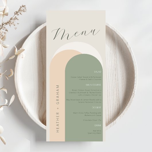 Elegantes Sage Green Wedding Menü