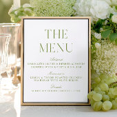 Elegantes Sage Green Wedding Menu Sign