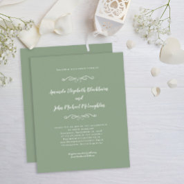 Elegantes Sage Green White Budget Einladung zur Ho