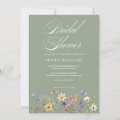 Elegantes Sage Green Wildblume Brautparty Einladung (Vorderseite)