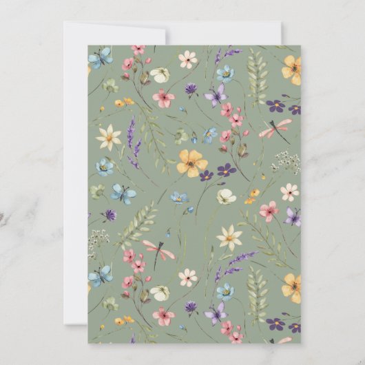 Elegantes Sage Green Wildblume Brautparty Einladung (Rückseite)