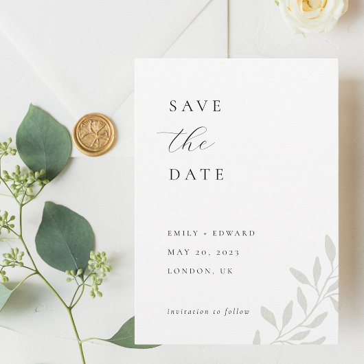 Elegantes Sage Greenerity Wedding Foto Save the Da Date