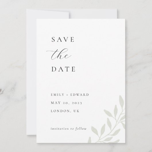 Elegantes Sage Greenerity Wedding Foto Save the Da Save The Date (Vorderseite)