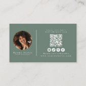 Elegantes Sage Minimalistisch QR Code Berufliches Visitenkarte (Rückseite)