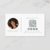 Elegantes Sage Minimalistisch QR Code Berufliches  Visitenkarte (Rückseite)